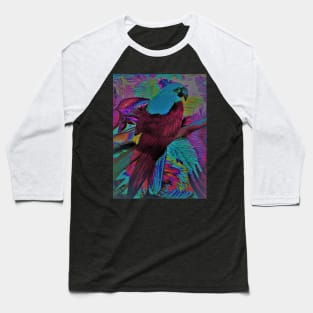 VIBRANT PARROT MACAW TROPICAL PALM EXOTIC BIRD ART DESIGN DECO POSTER PRINT Baseball T-Shirt